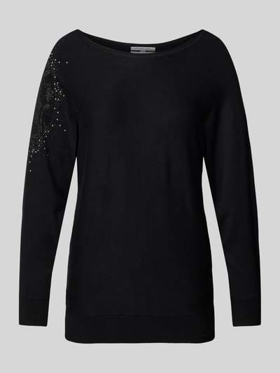 Guess Gebreide pullover met siersteentjes, model 'LESLIE' Zwart - 2