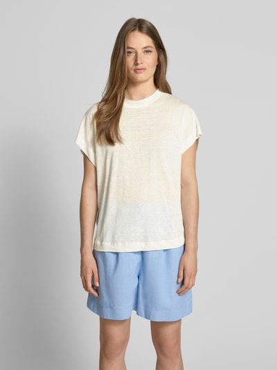 Stefanel T-shirt met geribde ronde hals Wit - 4