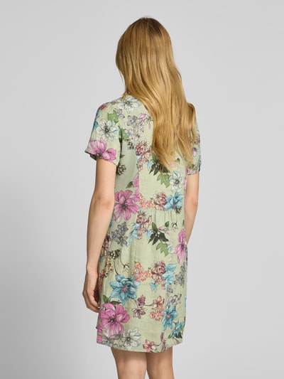 ZABAIONE Knielanges Leinenkleid mit Rundhalsausschnitt Khaki 5