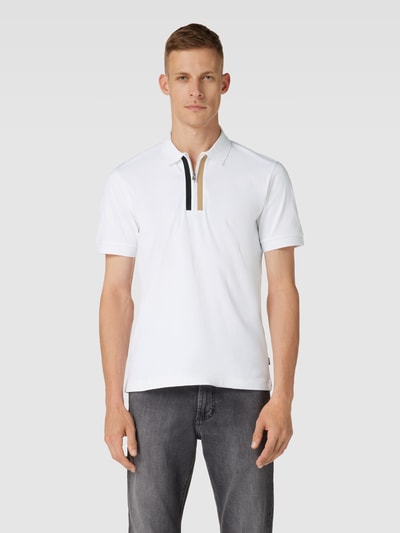 BOSS Slim Fit Poloshirt mit Kontrastsreifen Weiss 4