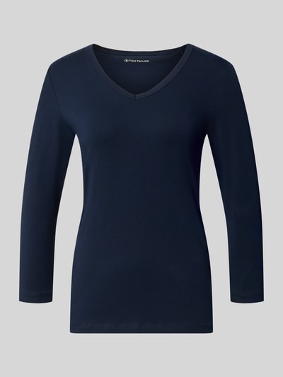 Tom Tailor damski t-shirt o kroju regular fit z mieszanki bawełny Granatowy 1