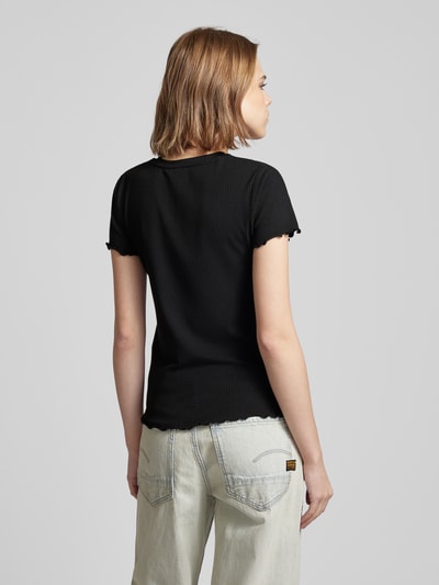 Pieces T-shirt in riblook, model 'NICCA' Zwart - 5