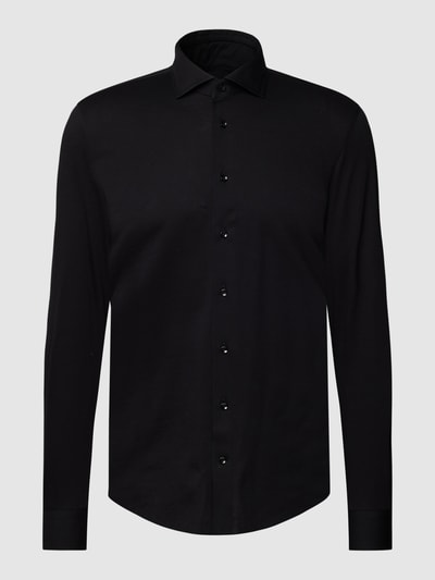 Profuomo Slim fit zakelijk overhemd van katoen met stretch Zwart - 2