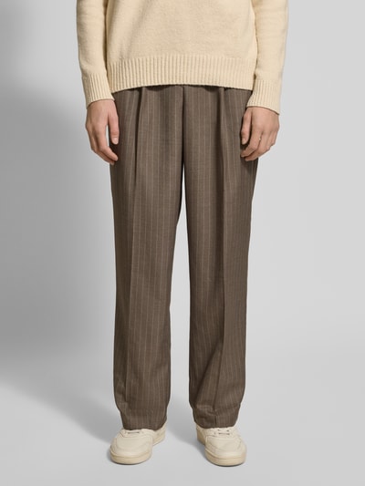 Don´t Waste Culture Spodnie materiałowe z kieszeniami z tyłu model ‘Olenna’ Szarobrązowy 4