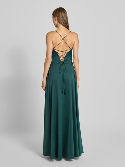 V.M. Abendkleid aus Satin mit Spaghettiträgern Dunkelgruen 5