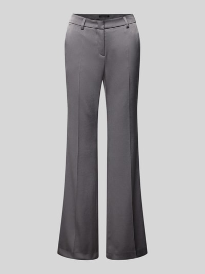 Produktfoto, Flared Stoffhose mit Bundfalten von Luisa Cerano im grauen Material-Mix, Flared-Cut, französische Eingrifftaschen, Gesäßtaschen.