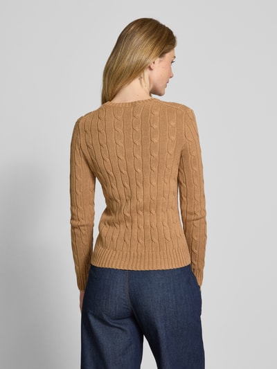 Polo Ralph Lauren Strickpullover mit Zopfmuster Modell 'JULIANNA' Camel 5
