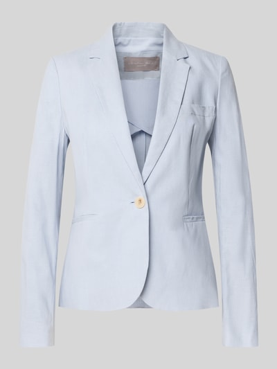 Productfoto, Regular Fit Blazer aus Leinen-Mix mit Paspeltaschen van Christian Berg Woman Selection in lichtblauw, reverskraag, katoenmix, gladde textuur, enkele knoopsluiting, borstbreedte 46 cm, ruglengte 60 cm, mouwlengte 60 cm