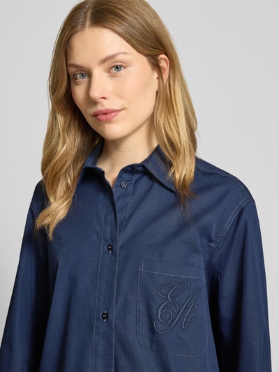 Emporio Armani Oversized Hemdbluse mit Label-Stitching Marine 3