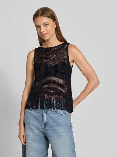 Zero Semitransparentes Stricktop mit Fransen BLACK 4