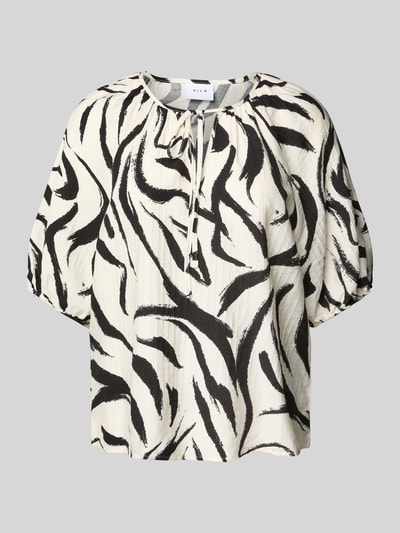 Vila Bluzka o kroju relaxed fit z wycięciem w kształcie łezki model ‘CLO’ Złamany biały 2