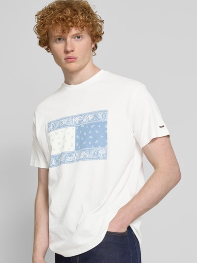 Tommy Jeans Regular fit T-shirt van puur katoen met labelprint Offwhite - 3