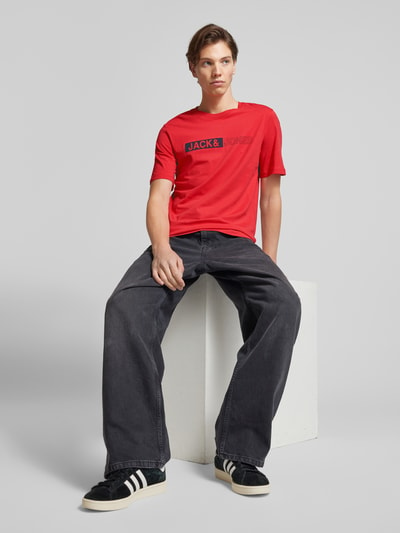 Jack & Jones T-Shirt mit Label-Print Modell 'NEO' Rot 1