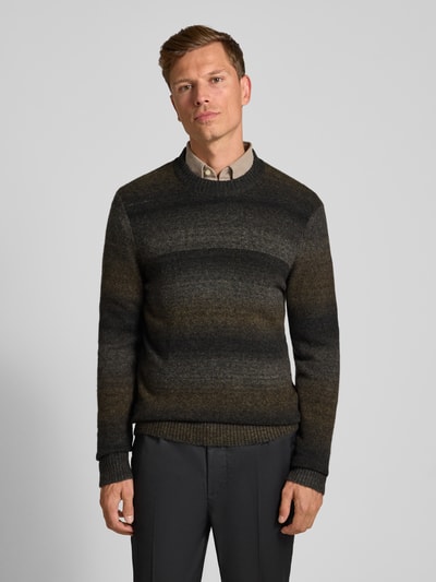 Christian Berg Men Gebreide pullover met ronde hals Antraciet - 4