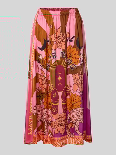 miss goodlife Midirock aus Viskose mit elastischem Bund Pink 2