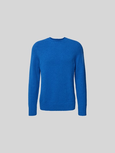 Produktfoto, Relaxed Fit Pullover in Strick-Optik von Forét in kräftigem Blau, elastischer Baumwoll-Mix, Bouclé-Optik, Rundhalsausschnitt