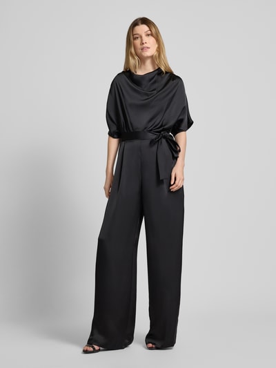 HUGO Jumpsuit aus Satin mit Bindegürtel Modell 'Kasmina' Black 4