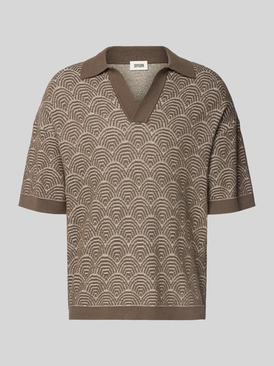 Produktfoto, Relaxed Fit Poloshirt mit V-Ausschnitt Modell 'LAURENZZO' von Drykorn für Herren aus Baumwoll-Mix im Allover-Look.