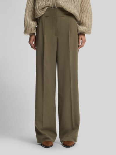 BOSS Orange Wide Leg Hose aus Viskose-Mix mit Bundfalten Oliv 4