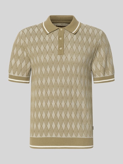 Produktfoto, Regular Fit Poloshirt im Allover-Look von Jack & Jones Premium, puur katoen, all-over look, polokraag, knoopsluiting, ruglengte maat M 69 cm