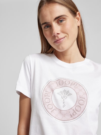 JOOP! T-shirt met strass-steentjes, model 'Tolu' Lila - 3