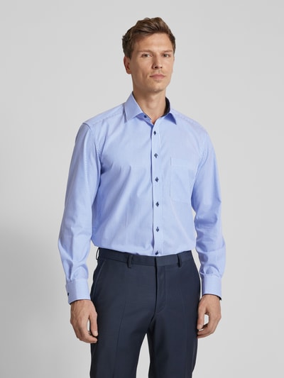 ETERNA Comfort fit zakelijk overhemd met borstzak Koningsblauw - 4