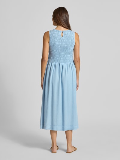 Smith and Soul midi-jurk met smokdetails en ronde hals Jeansblauw - 5