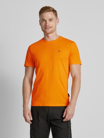 Napapijri T-shirt met labelstitching Oranje - 4