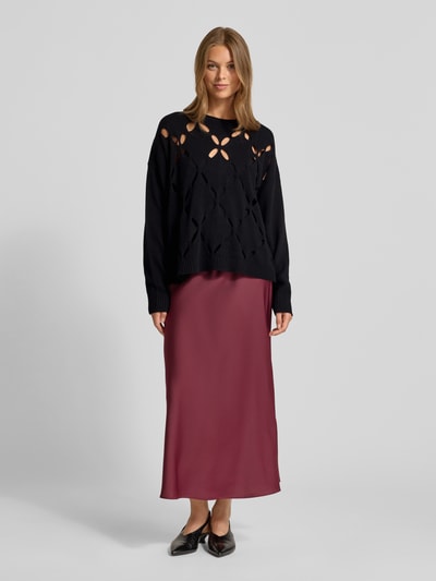 Liu Jo White Oversized Wollpullover aus reiner Lanawolle Black 1