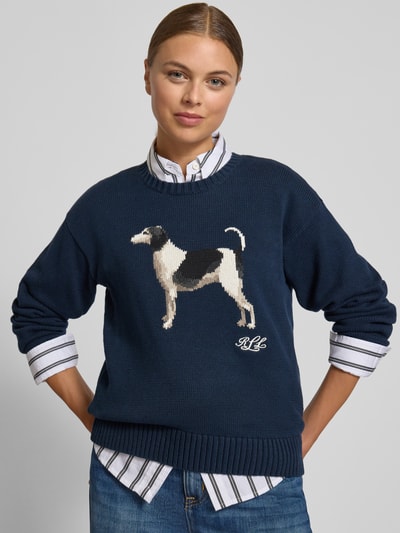 Lauren Ralph Lauren Strickpullover mit Label-Detail Modell 'RIEDNEE' Marine 3