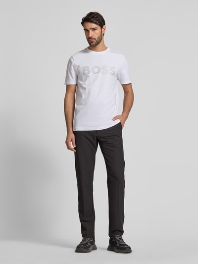 BOSS Green T-Shirt mit Label-Print Weiss 1