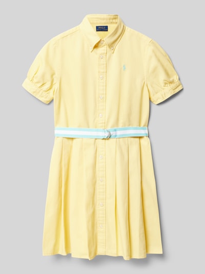 Polo Ralph Lauren Teens Hemdblusenkleid mit Button-Down-Kragen und Gürtel Gelb 1