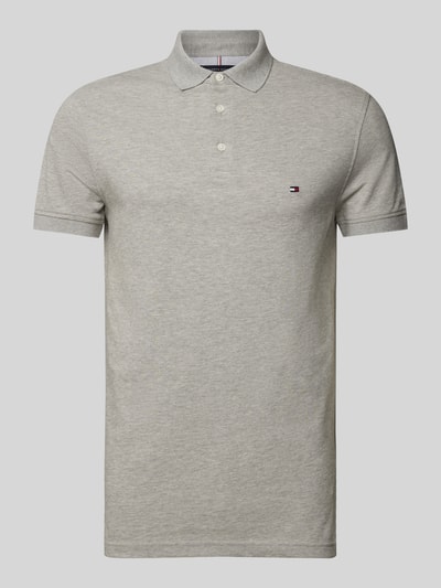 Tommy Hilfiger Slim fit poloshirt met labelstitching Lichtgrijs - 2