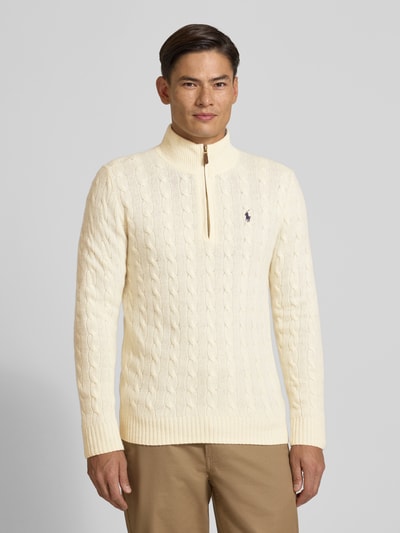 Polo Ralph Lauren Gebreide pullover van een mix van katoen en kasjmier met opstaande kraag Offwhite - 4
