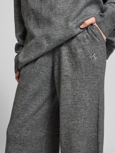 Karo Kauer Wide Leg Stoffhose mit Eingrifftaschen Anthrazit 3