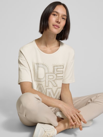 monari T-shirt met labeldetail Beige - 3