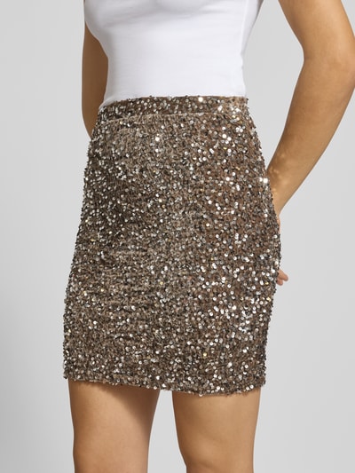Pieces Nauwsluitende minirok met pailletten, model 'KAM' Antraciet - 3