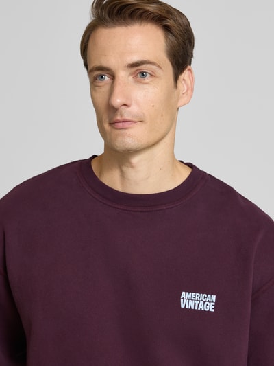 American Vintage Sweatshirt met labelstitching, model 'Tye' Bordeaux - 3