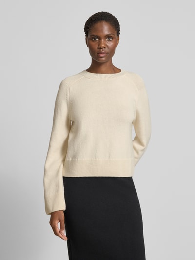 Lanius Sweter wełniany krótki z okrągłym dekoltem Écru 4