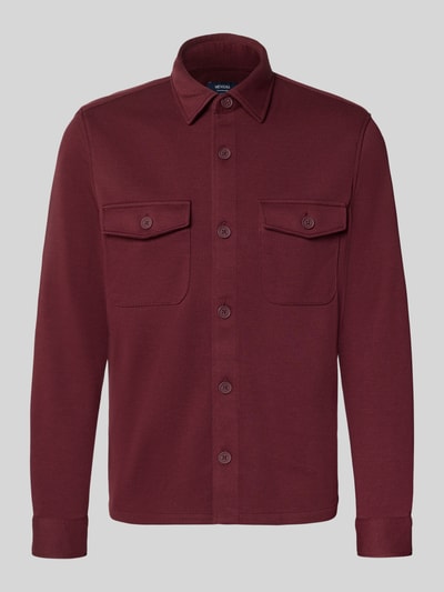 Produktfoto, Overshirt mit Knopfleiste von MCNEAL aus Material-Mix mit Baumwoll-Anteil, gerade Form, dunkelrot, sichtbare Brusttaschen
