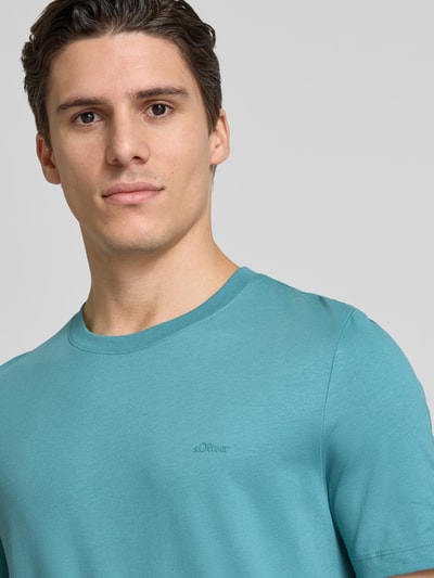 s.Oliver RED LABEL Regular Fit T-Shirt aus reiner Baumwolle mit gummiertem Label Print Mint 3