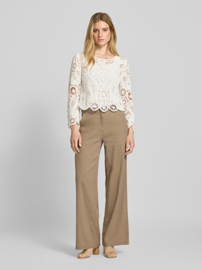 Betty Barclay Strickpullover mit geripptem Rundhalsausschnitt Offwhite 1