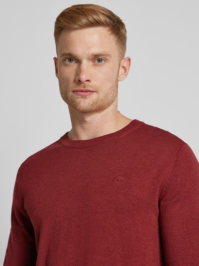 Tom Tailor Gebreide pullover met labelstitching, model 'BASIC' Bordeaux - 3