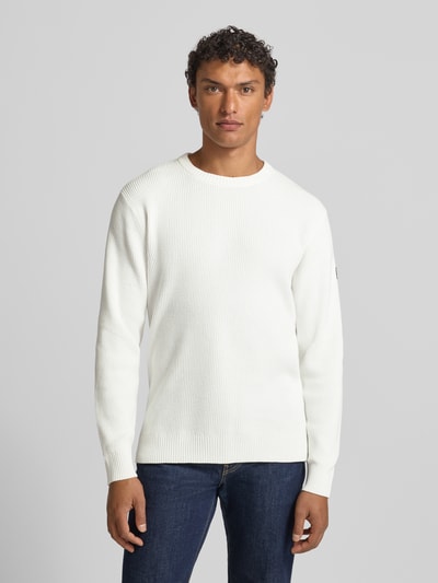 Tom Tailor Regular Fit Strickpullover aus Baumwoll-Mix Offwhite Melange 4