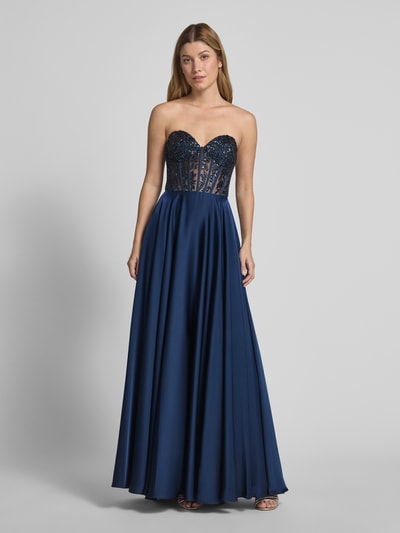 Laona Abendkleid mit Pailletten und Perlen Dunkelblau 4