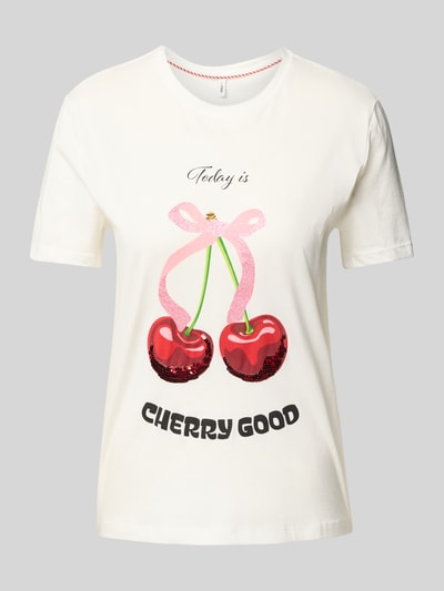 Only T-shirt o kroju regular fit z nadrukiem z motywem model ‘KITA’ Złamany biały 2