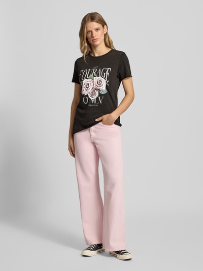 Only Regular fit T-shirt van puur katoen, model 'LUCY' Zwart - 1