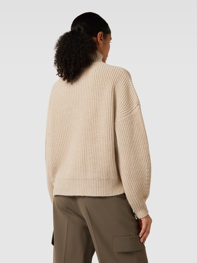 Jake*s Casual Strickpullover mit Stehkragen und überschnittenen Schultern Sand Melange 5