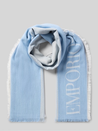 Emporio Armani Schal mit Label-Detail und Fransen Hellblau 1