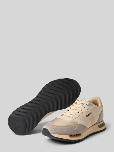 Produktfoto, Sneaker aus Leder-Mix Modell 'Ryder' von Blauer USA in Beige und Grau mit strukturierter Sohle, Label-Details, abgerundeter Passform